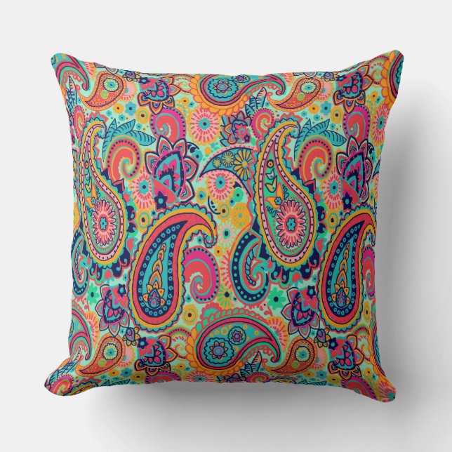 Heller Regenbogen Paisley Kissen (Vorderseite)