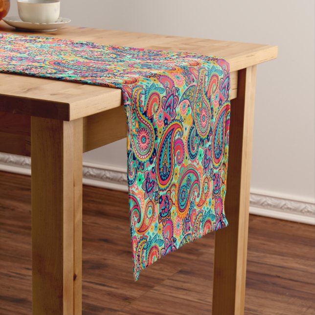 Heller Regenbogen Paisley Kurzer Tischläufer (Beispiel)