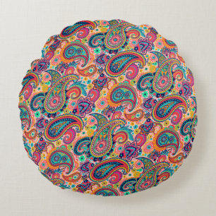 Heller Regenbogen Paisley Rundes Kissen