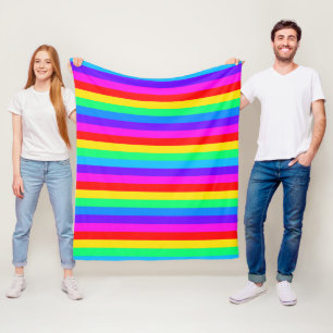 Heller Regenbogen-Streifen Fleecedecke