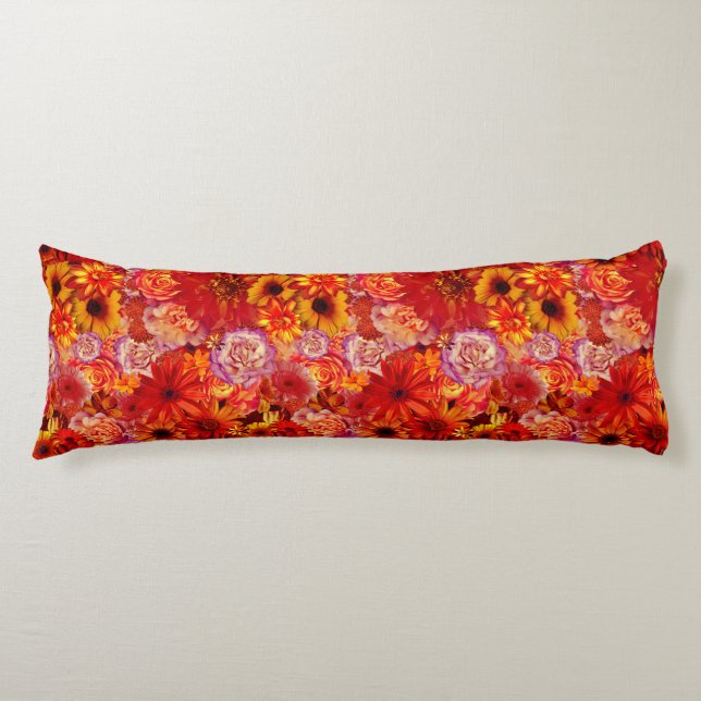 Heller Rojo mit Blumenblumenstrauß-reiche glühende Seitenschläferkissen (Vorderseite)