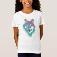 Heller rosa blauer Neonwatercolors-Spritzer-Wolf