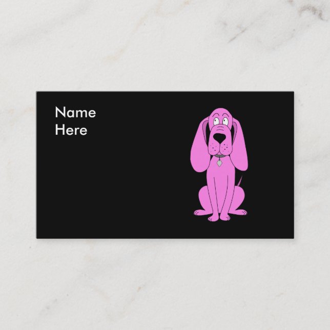 Heller rosa Hund. Jagdhund-Karikatur Visitenkarte (Vorderseite)