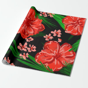 Heller roter Blumenweihnachtsentwurf Geschenkpapier