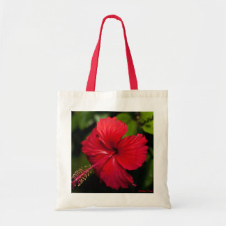 Heller roter Hibiskus Tragetasche