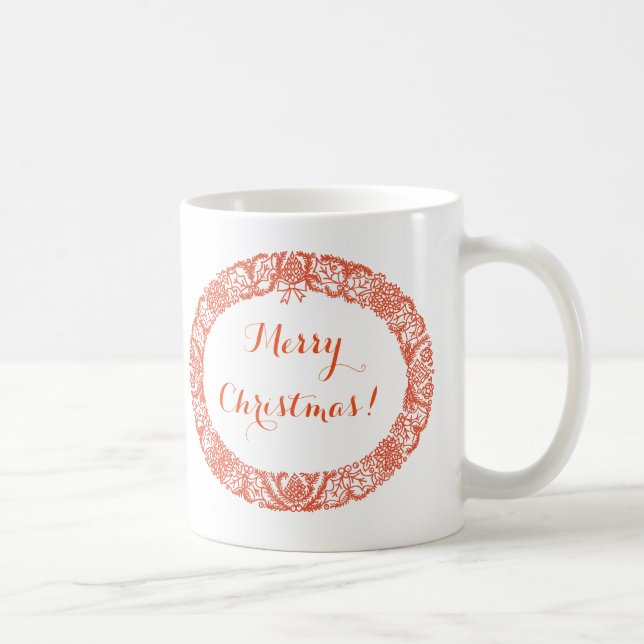 Heller, roter Weihnachtskranz zum Anpassen Kaffeetasse (Rechts)