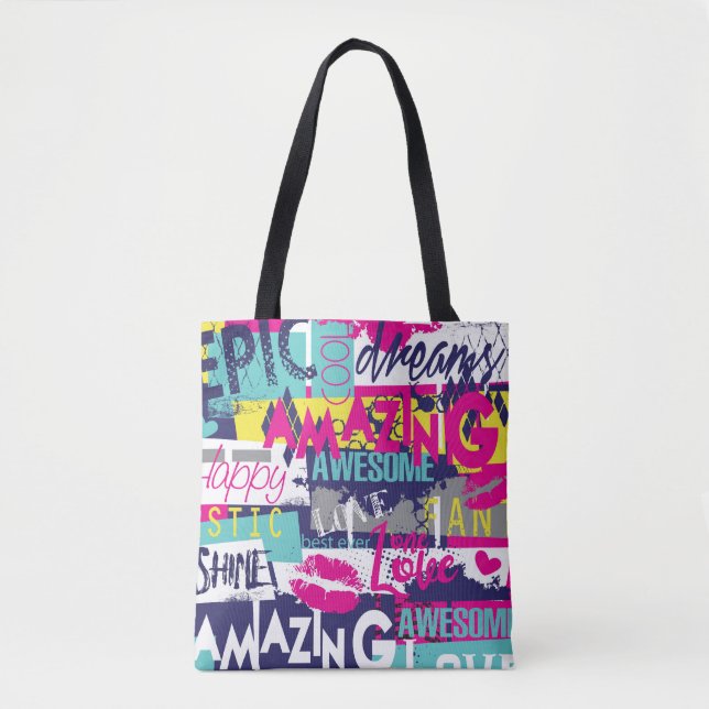 Heller Slogan: Nahtlose Abstrakte Mode Tasche (Vorderseite)