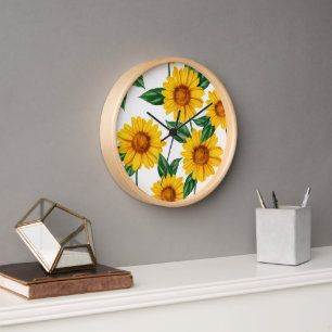Heller Sonnenblumengarten - Frischer Blumenschmuck Uhr