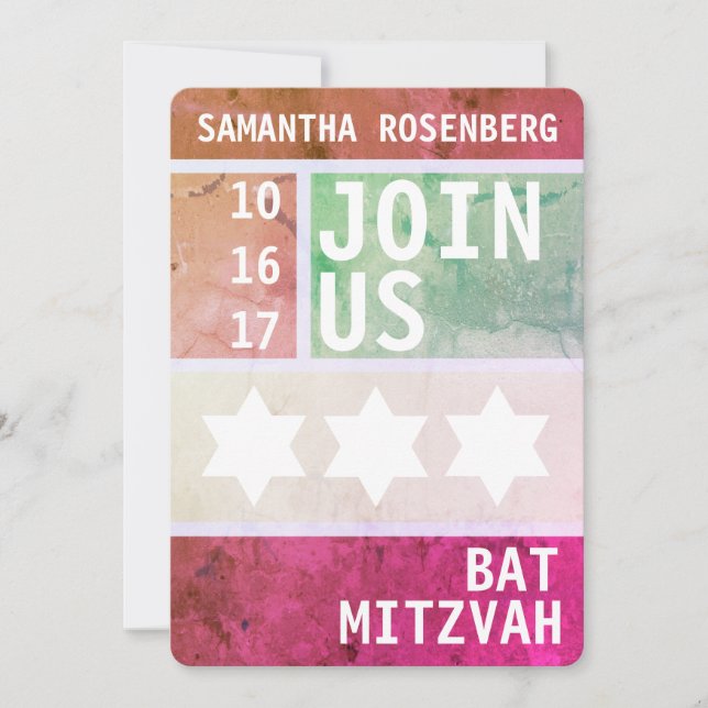 Heller Star von David Bat Mitzvah Einladung (Vorderseite)