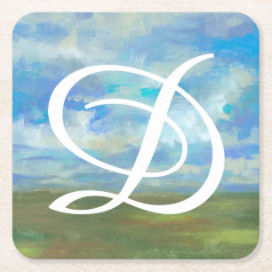 Heller Tag II des Monogramm-  Rechteckiger Pappuntersetzer