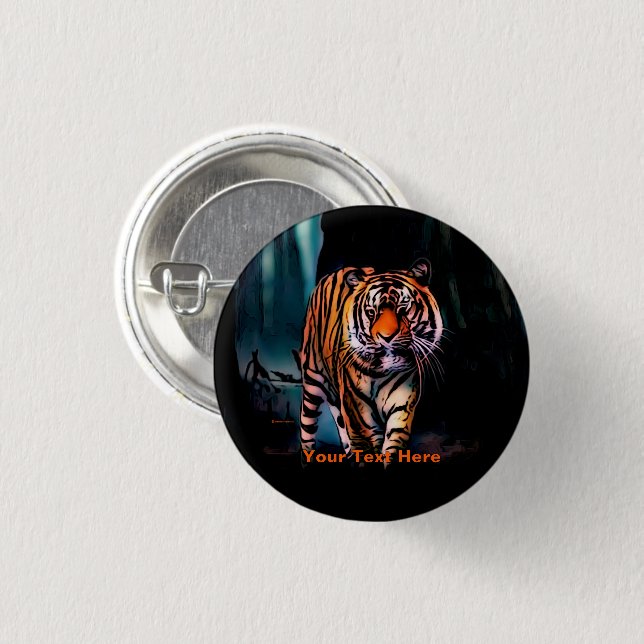 Heller Tiger Dunkler Wald Button (Vorne & Hinten)