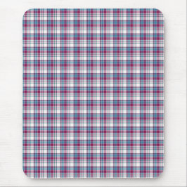 Heller Türkis und magentarotes kariertes Mousepad
