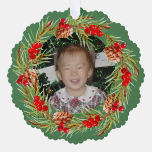 Heller und fröhlicher Kranz - Ihr Foto Ornament Karte