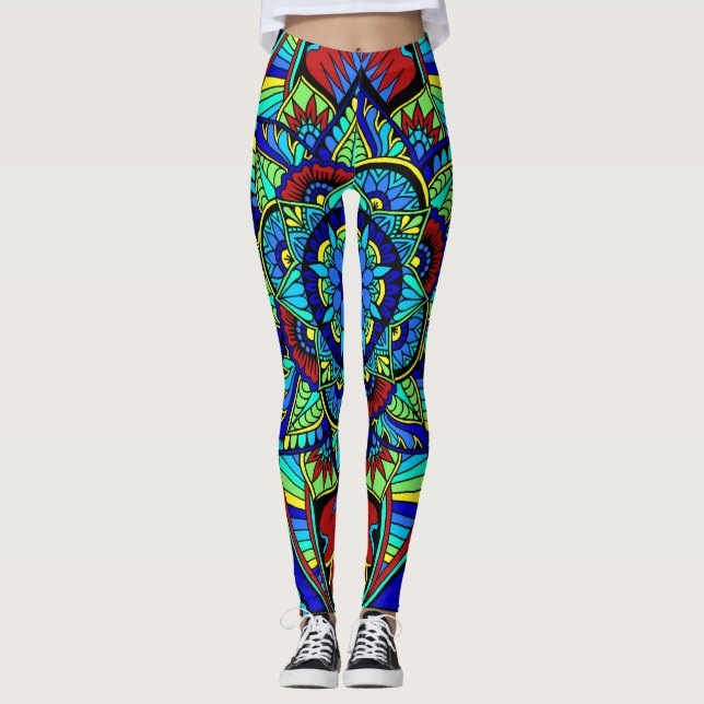 Heller voller Mandala-Entwurf Leggings (Vorderseite)