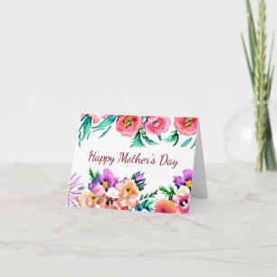 Heller Wasserfarben-Blumenrahmen im Frühlingslook  Karte