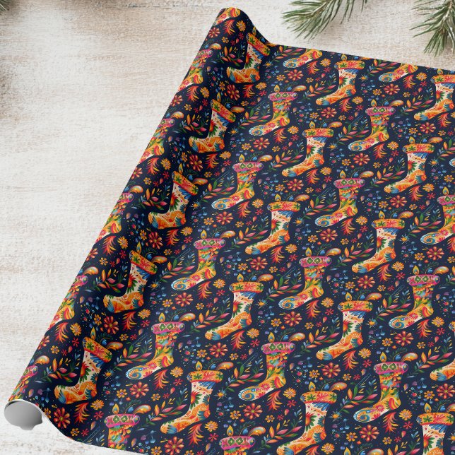 Heller Weihnachts-Strumpf Geschenkpapier (Von Creator hochgeladen)