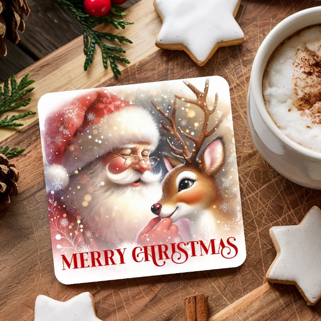 Heller Weihnachtsmann Rudolph Festtag Untersetzer (Bright Santa Claus Rudolph Festive Holiday Coasters)
