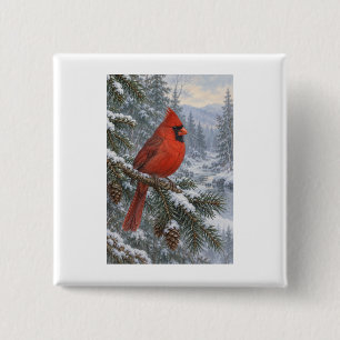 Heller Winterkardinal für Vogelbeobachtungsfans Button