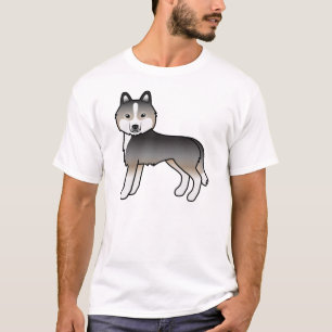 Heller Wolfgrauer Sibirischer Husky Süßer Cartoon- T-Shirt