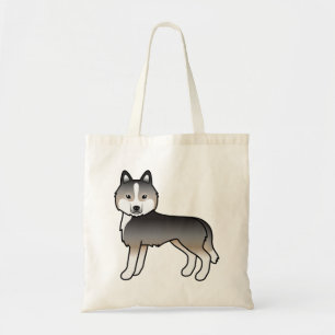 Heller Wolfgrauer Sibirischer Husky Süßer Cartoon- Tragetasche