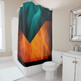 Helles abstraktes aquamarines und orange duschvorhang