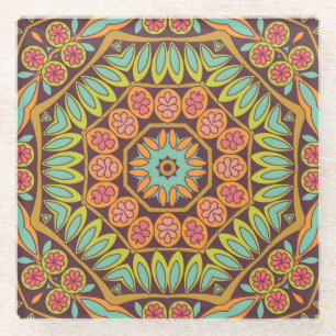 Helles abstraktes Blumendesign. Glasuntersetzer