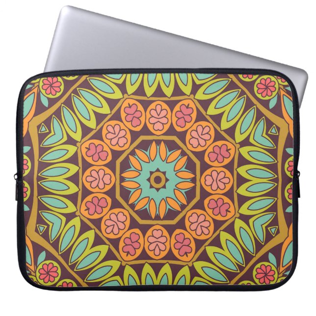 Helles abstraktes Blumendesign. Laptopschutzhülle (Vorderseite)