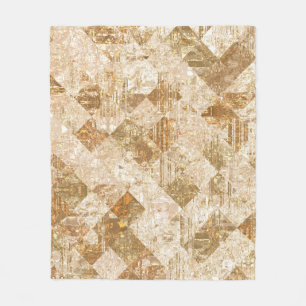Helles abstraktes Mosaik goldenes Muster Fleecedecke