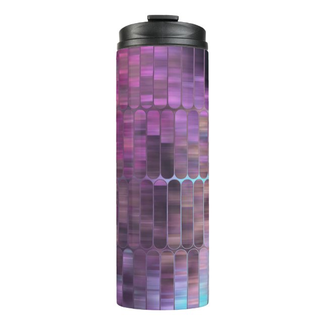 Helles abstraktes Mosaik mit Glanz Thermosbecher (Vorderseite)