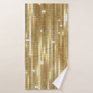 Helles, abstraktes Mosaik mit goldfarbenem Hinterg Badehandtuch