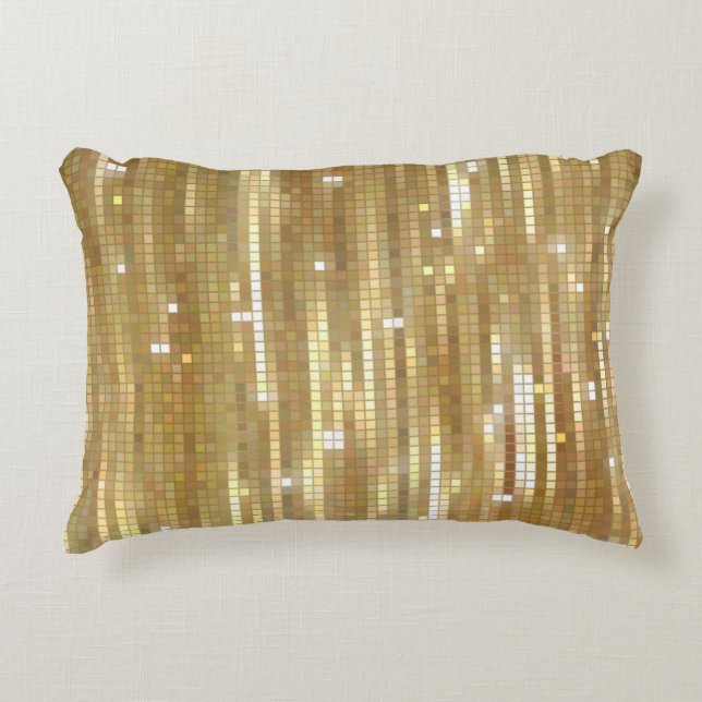 Helles, abstraktes Mosaik mit goldfarbenem Hinterg Dekokissen (Vorderseite)