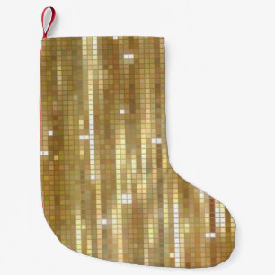Helles, abstraktes Mosaik mit goldfarbenem Hinterg Kleiner Weihnachtsstrumpf