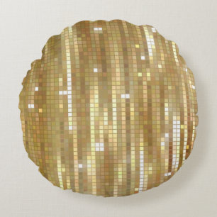 Helles, abstraktes Mosaik mit goldfarbenem Hinterg Rundes Kissen