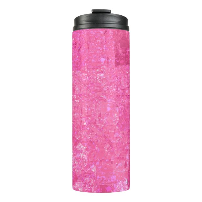 Helles, abstraktes Mosaik-Rosa Hintergrund mit Gla Thermosbecher (Vorderseite)