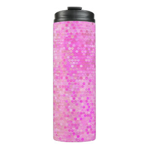 Helles abstraktes Mosaikrosa mit Glanz Thermosbecher