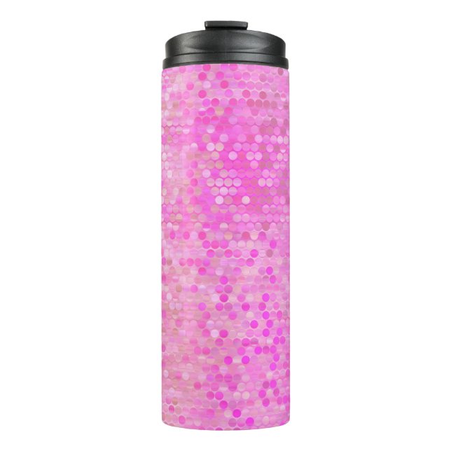 Helles abstraktes Mosaikrosa mit Glanz Thermosbecher (Vorderseite)