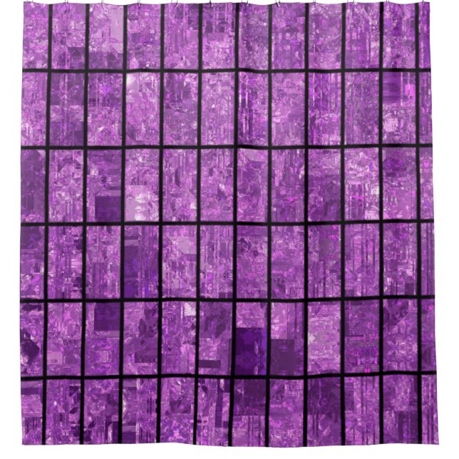 Helles abstraktes Mosaikviolett mit Glos Duschvorhang (Vorderseite)