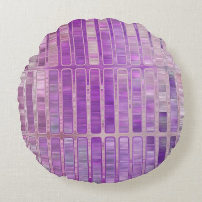 Helles abstraktes Mosaikviolett mit Glos Rundes Kissen (Vorderseite)