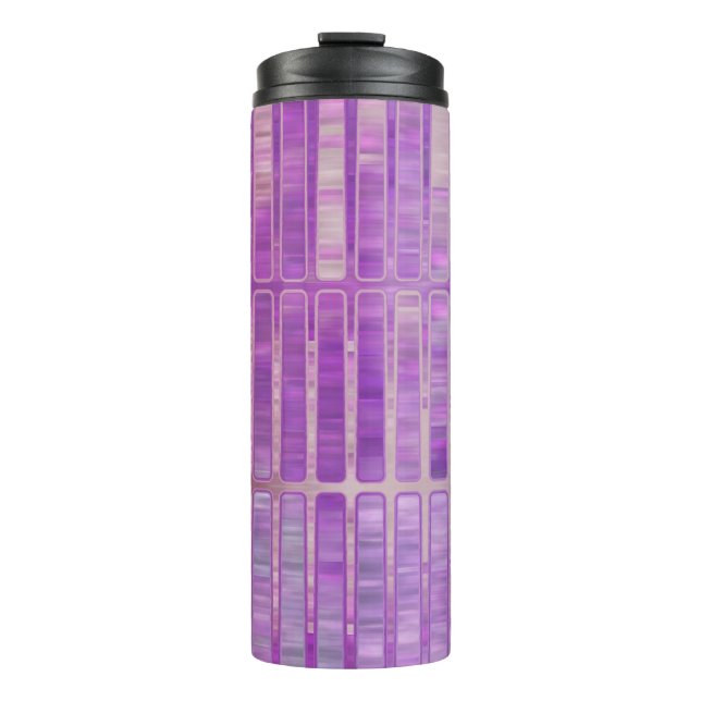 Helles abstraktes Mosaikviolett mit Glos Thermosbecher (Vorderseite)