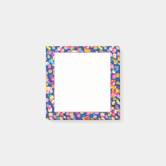 Helles Abstraktes Quadrat-Muster Post-it Klebezettel (Vorderseite)