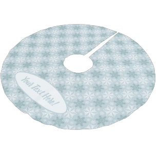 Helles Aqua-und Winter-White-Snowflake-Muster Polyester Weihnachtsbaumdecke