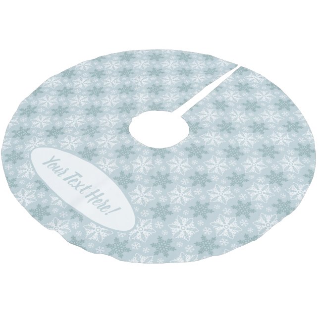 Helles Aqua-und Winter-White-Snowflake-Muster Polyester Weihnachtsbaumdecke (Schrägansicht)