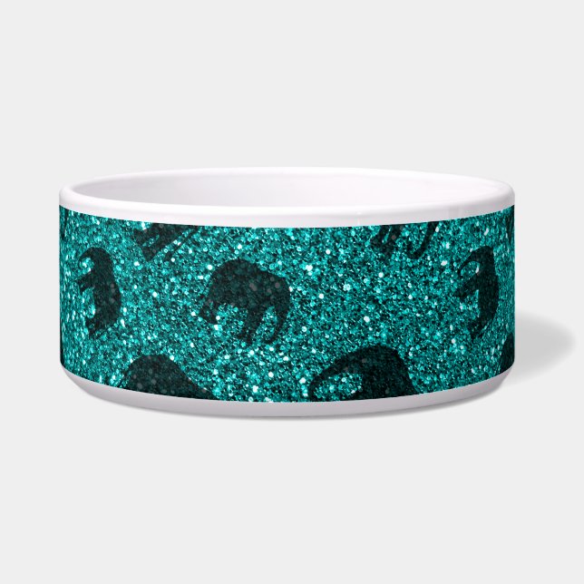 Helles Aquaelefant-Glittermuster Napf (Vorderseite)