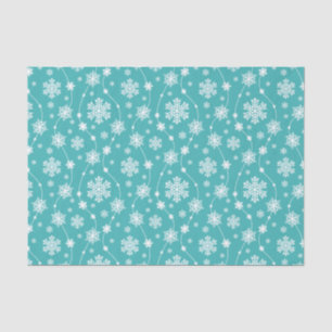 Helles Aquamarines Blaues Winter Weißes Schneefloc Seidenpapier