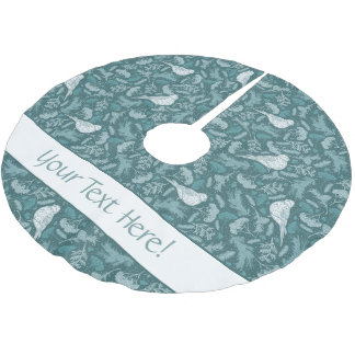 Helles Aquamarines Green Winter White Bird Blumenm Polyester Weihnachtsbaumdecke