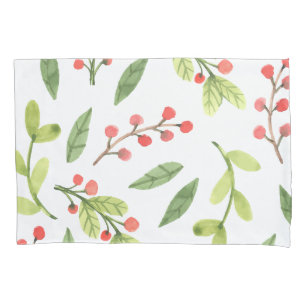 Helles Aquarell-Weihnachtsmistelzweig-Muster Kissenbezug