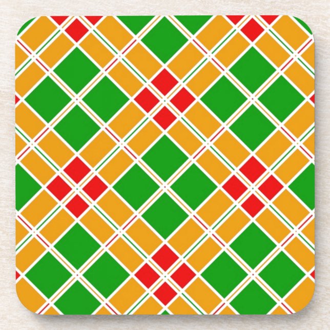 Helles Argylrotes, gelbes Muster-Zubehör Getränkeuntersetzer (Vorderseite)