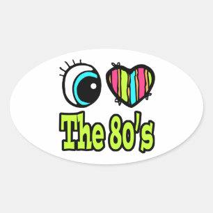 Helles Auge Herz I Liebe 80er Ovaler Aufkleber