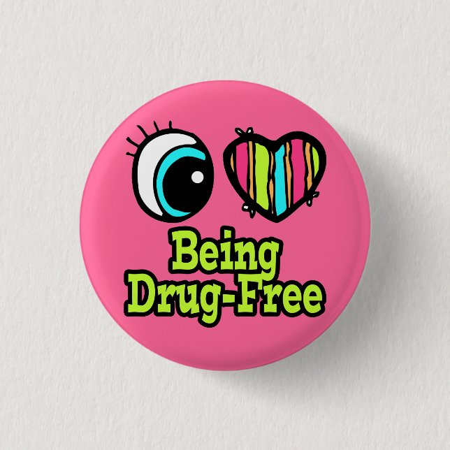 Helles Auge Herz I Liebe drogenfrei Button (Vorderseite)