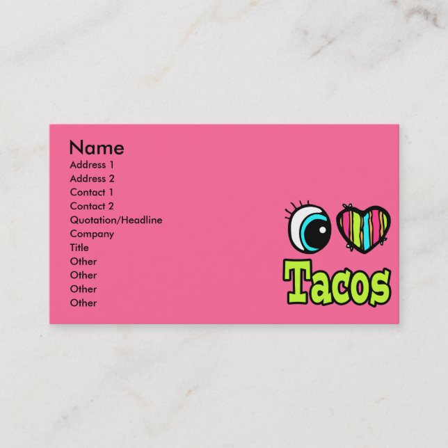Helles Auge Herz I Liebe Tacos Visitenkarte (Vorderseite)